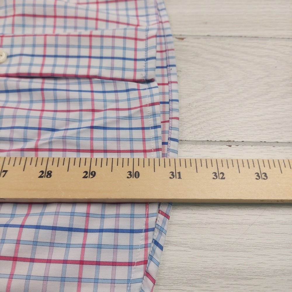 Johnnie-O Shirt Mens Medium Perfomance Button Down Long Sleeve Windowpane Plaid - Picture 7 of 7